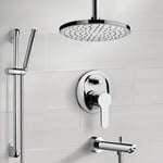 Remer TSR40 Chrome Tub and Shower System with Rain Ceiling Shower Head and Hand Shower